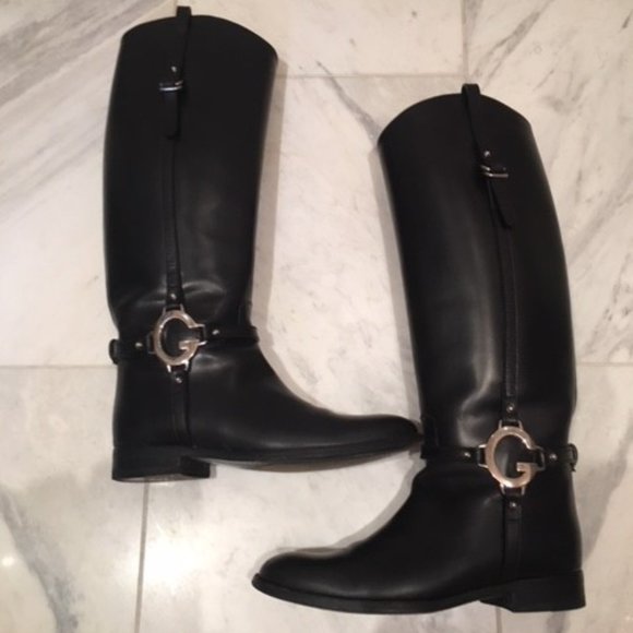 GUCCI Black Riding Boots Size 37 1/2 - Picture 1 of 7